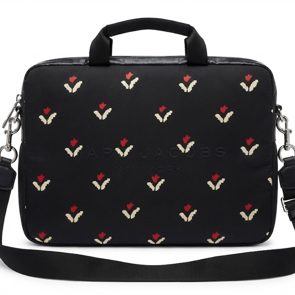 Marc Jacobs Black Laptop Bag with tulips